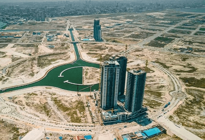 Aerial view of a modern city skyline